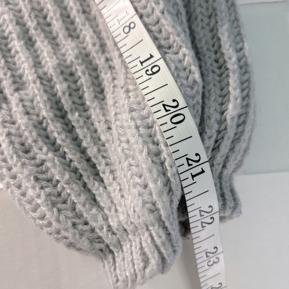 SHEIN Gray Balloon Sleeve Open Front Cardigan Sweater Large Knit Cozy EUC - Picture 10 of 11